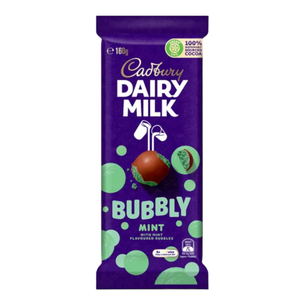 Cadbury Dairy Milk Bubbly Mint (Australia) - 5.6oz (160g)