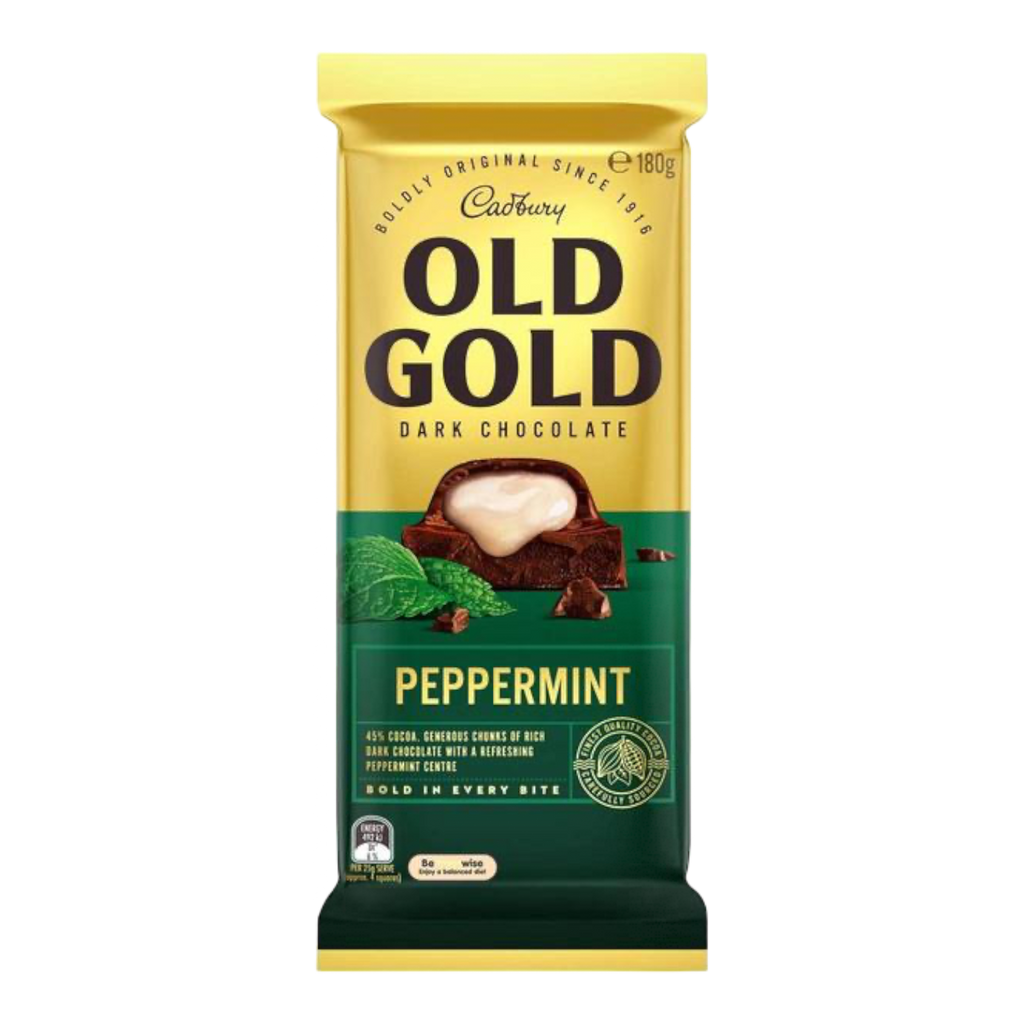 Cadbury Old Gold Peppermint Chocolate Block (Australia) - 6.3oz (180g) BB 22ND APR 24