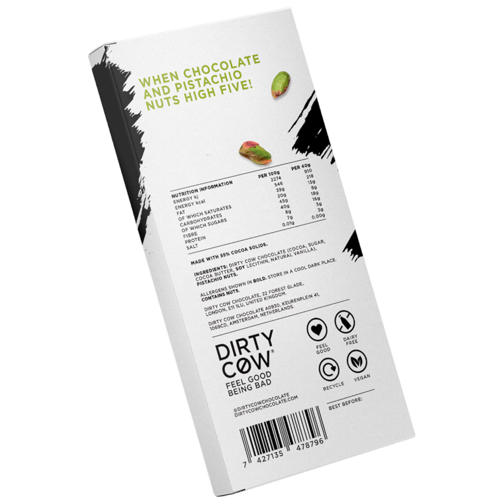 Dirty Cow Pistachi Yo! Plant Based Chocolate Bar - 2.8oz (80g)