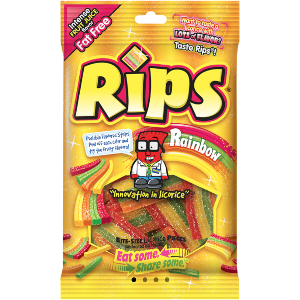 Rips Peelable Rainbow Bite Size Pieces Peg Bag - 4oz (113g)