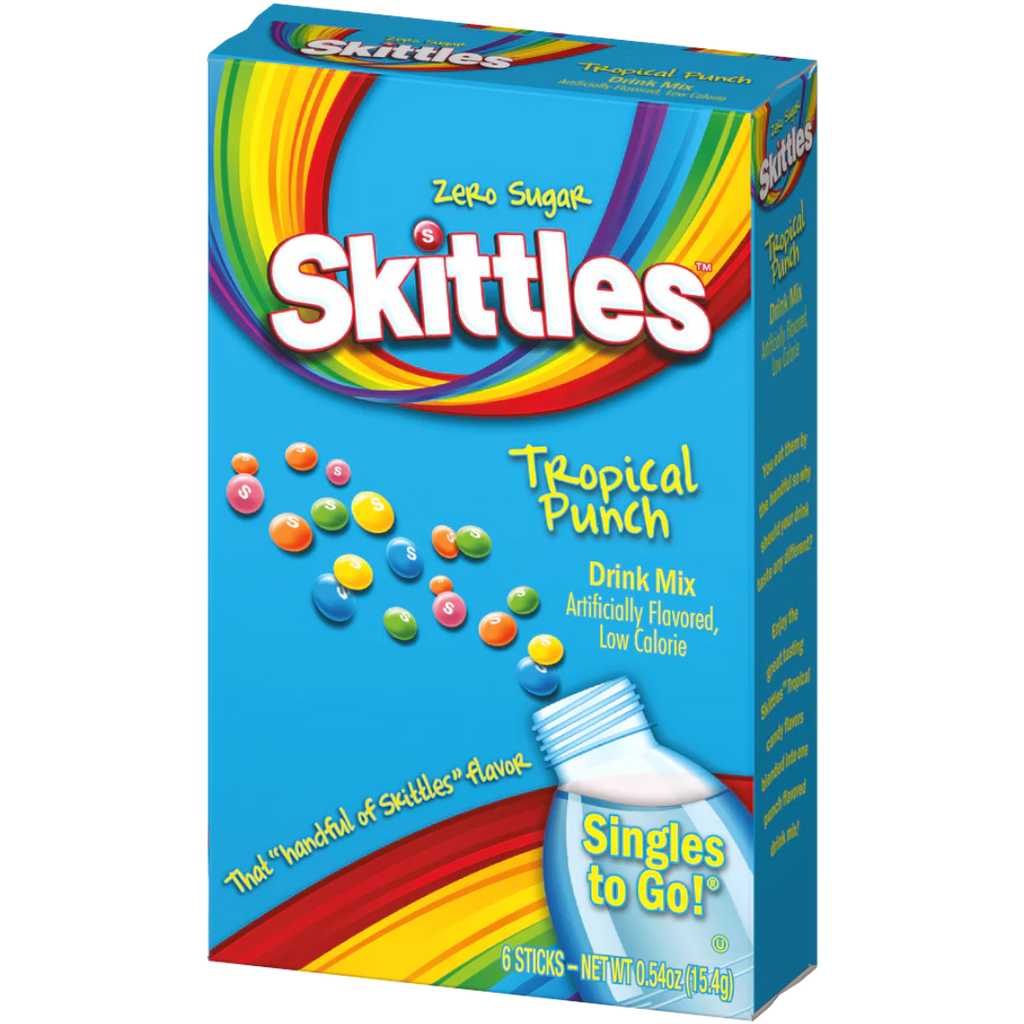 Skittles Tropical Punch Singles To Go Drink Mix Sachets Zero Sugar (6 Pack) - 0.54oz (15.4g)