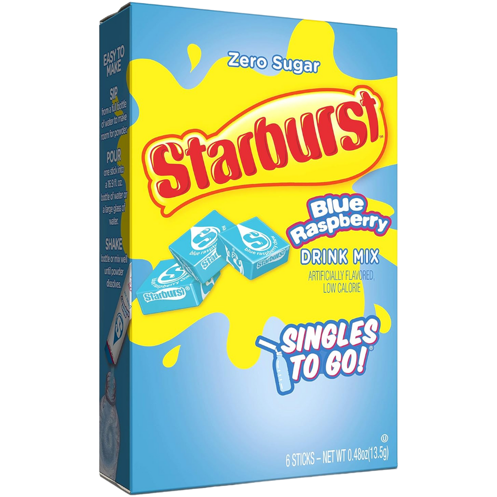Starburst Blue Raspberry Singles To Go Drink Mix Sachets Zero Sugar (6 Pack) - 0.48oz (13.5g)
