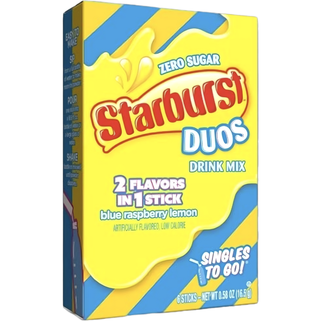 Starburst Duos Blue Raspberry Lemon Singles To Go Drink Mix Sachets Zero Sugar (6 Pack) - 0.58oz (16.5g)
