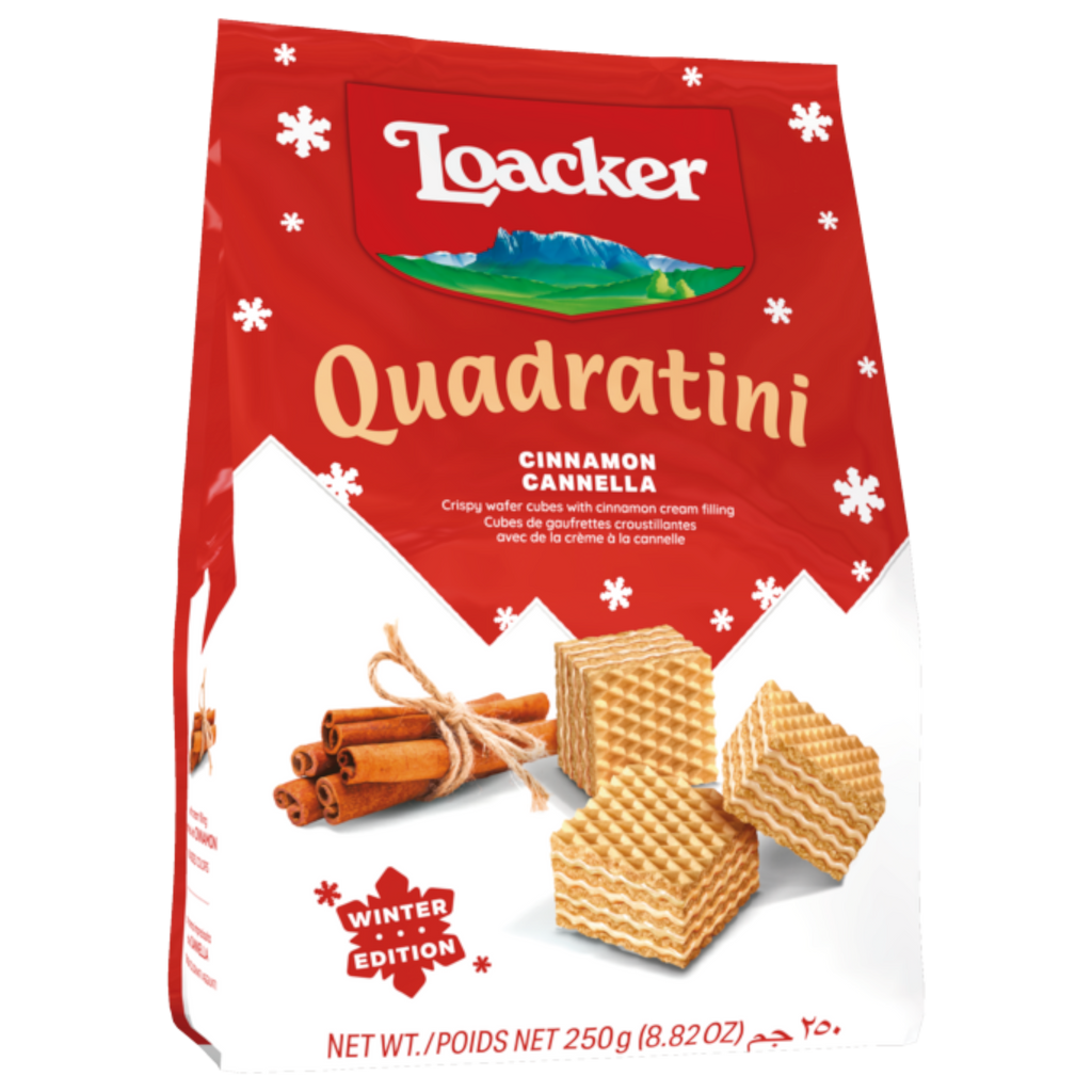 Loacker Quadratini Cinnamon Wafers (Italy) - 8.81oz (250g)