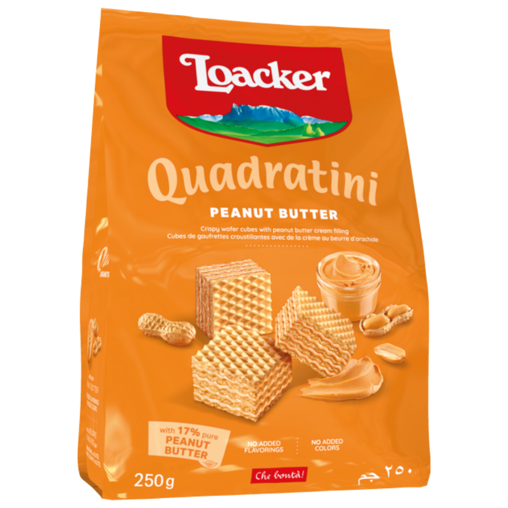 Loacker Quadratini Peanut Butter Wafers (Italy) - 8.81oz (250g)