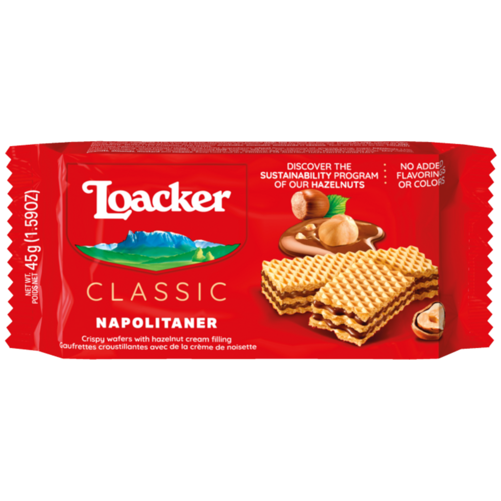 Loacker Napolitaner (Hazlenut) Wafers (Italy) - 1.58oz (45g)