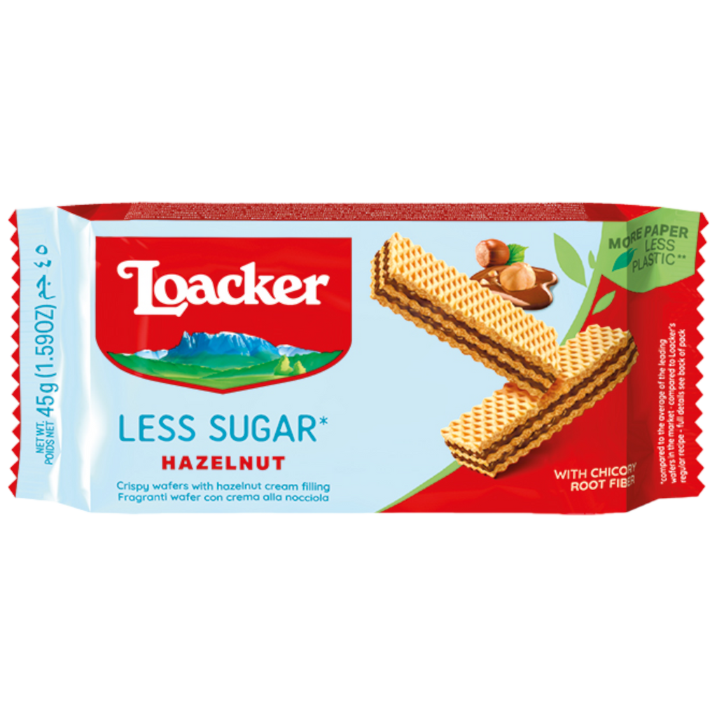 Loacker Hazelnut Less Sugar Wafers (Italy) - 1.58oz (45g)
