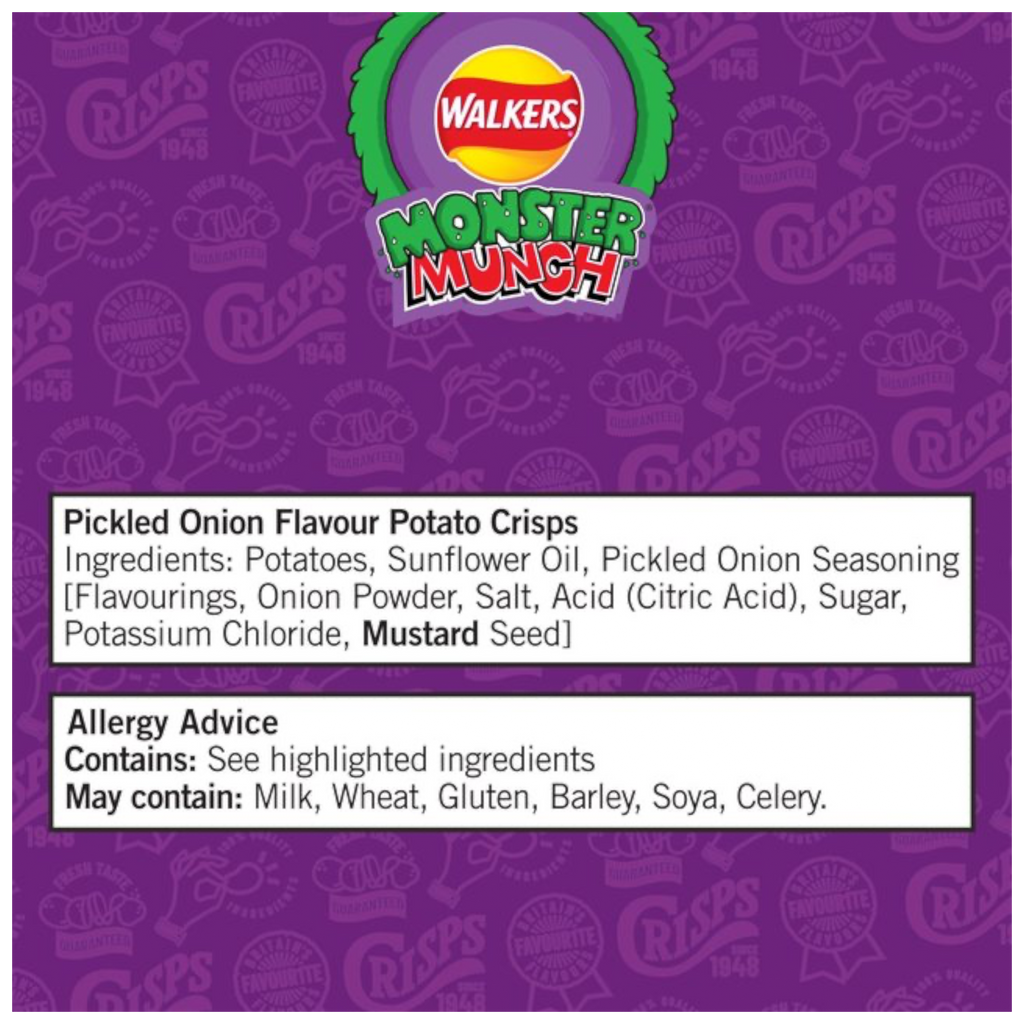 Walkers Mash Ups Monster Munch Pickled Onion Crisps - 2.29oz (65g)