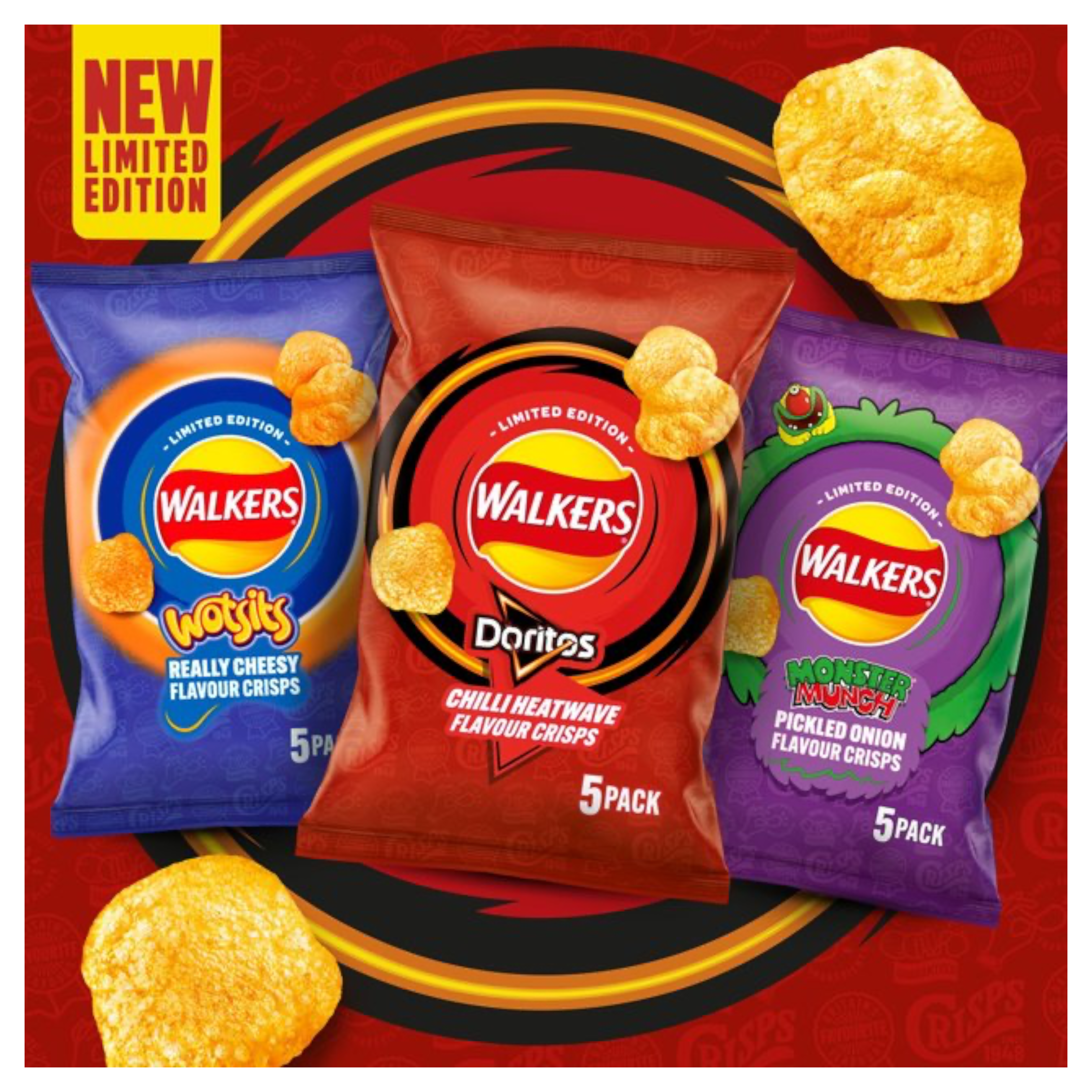 Walkers Mash Ups Monster Munch Pickled Onion Crisps - 2.29oz (65g)