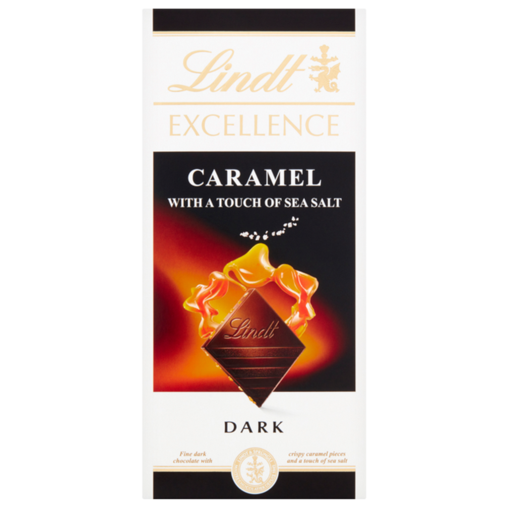 Lindt Excellence Dark Caramel And Sea Salt Chocolate Bar - 3.52oz (100g)