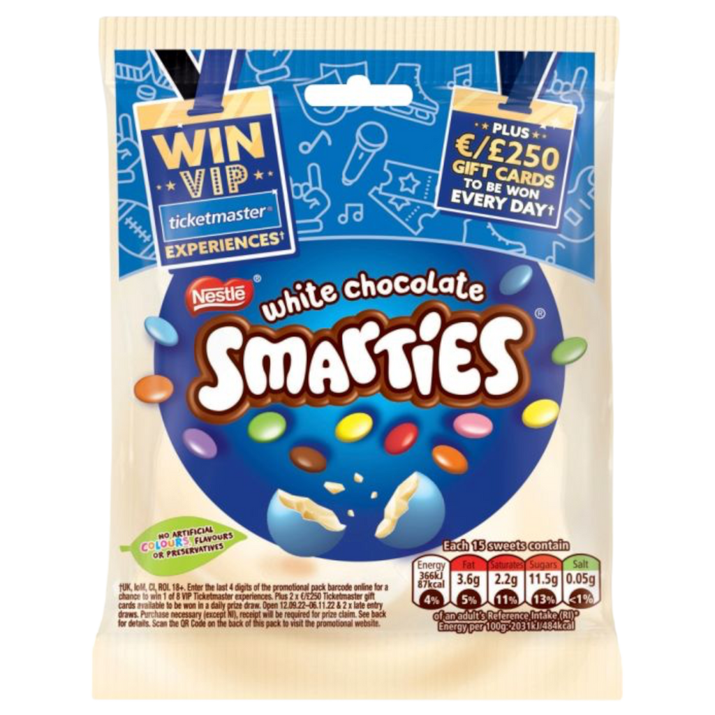 Smarties White Chocolate Sharing Bag - 3.52oz (100g)