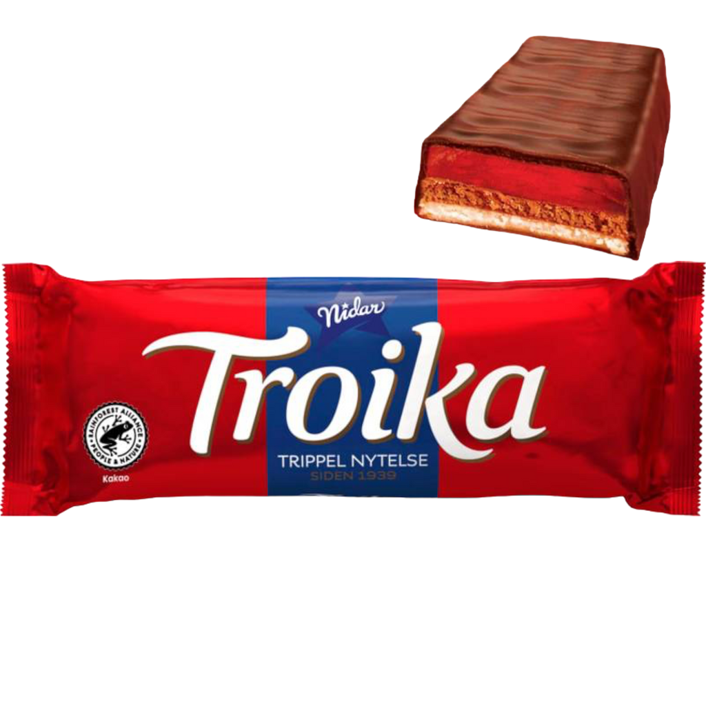 Nidar Troika Chocolate With Raspberry, Truffle & Marzipan (Norway) - 2.32oz (66g)