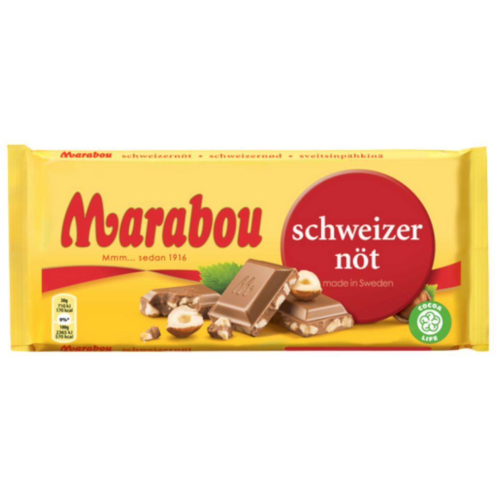 Marabou Mjolkchoklad Schweizernot – Hazelnut Chocolate (Sweden) - 7.05oz (200g)