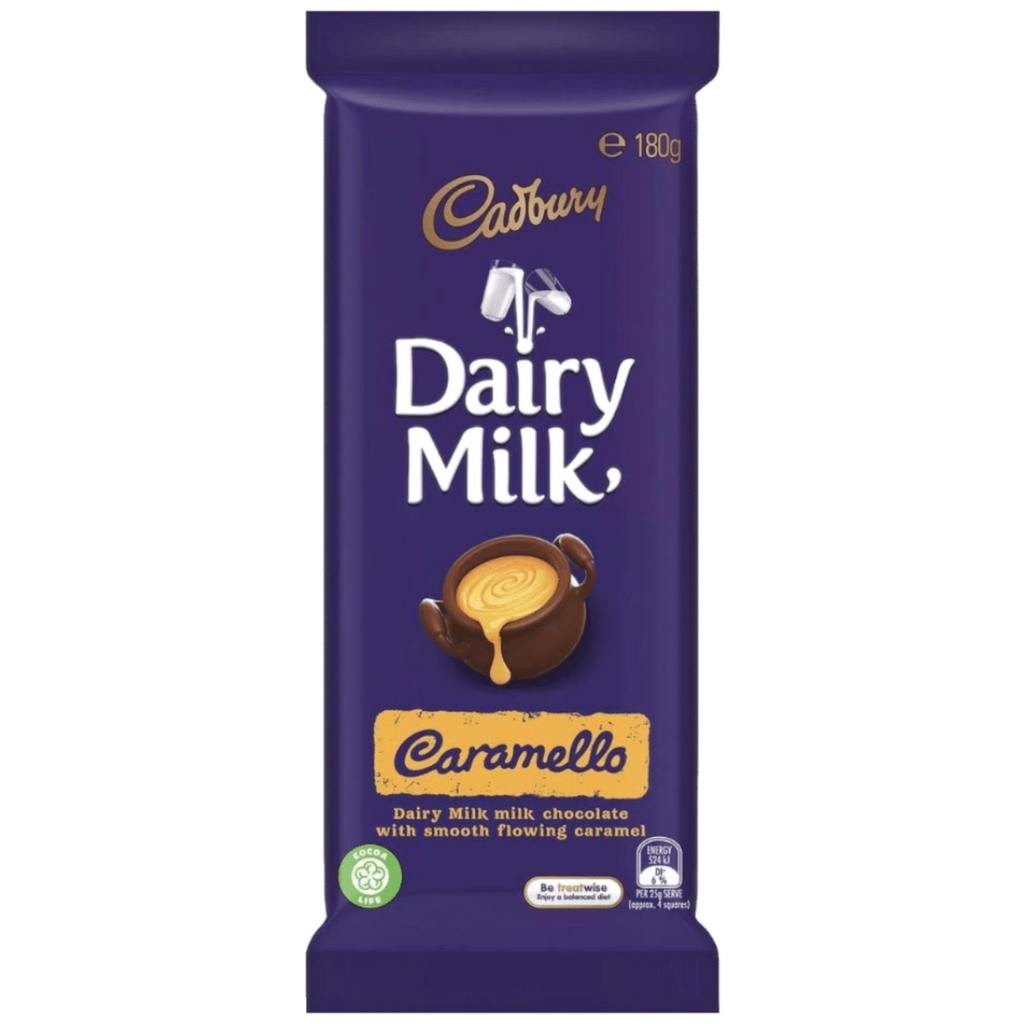 Cadbury Dairy Milk Caramello Chocolate Block (Australia) - 6.34oz (180g) BB 15TH APR 24