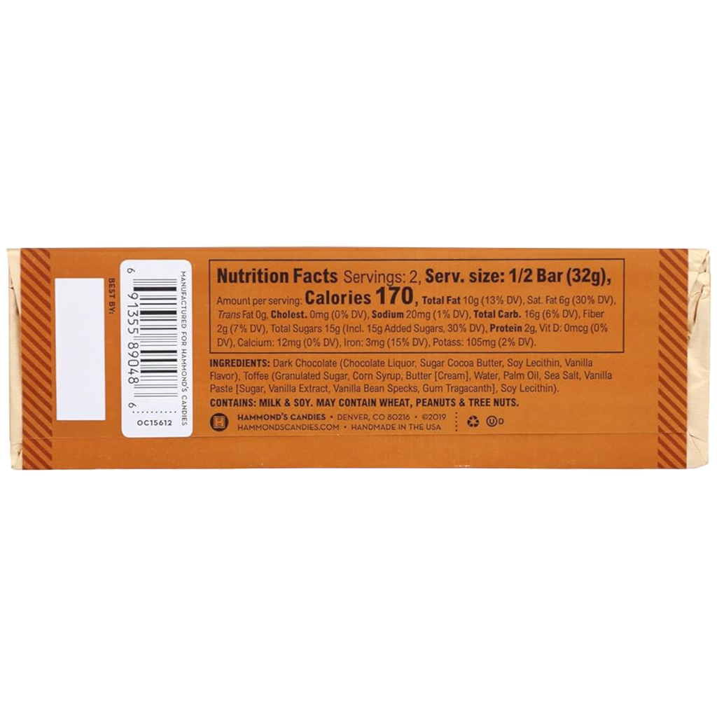 Hammond's Toffee Brittle Dark Chocolate Bar - 2.25oz (64g)