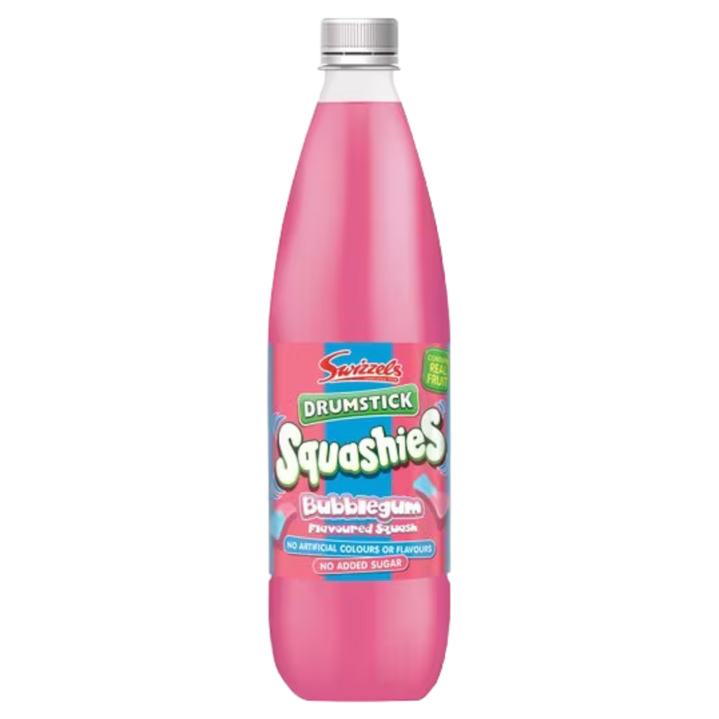 Swizzels Squashies Bubblegum Flavour Squash (No Added Sugar) - 33.8fl.oz (1L)