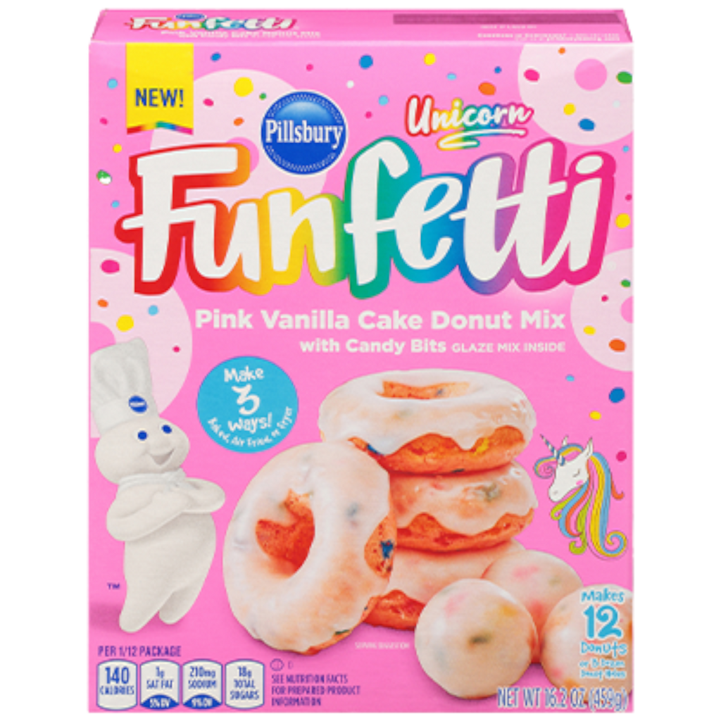 Pillsbury Unicorn Pink Funfetti Vanilla Cake Donut Mix with Candy Bits - 16.2oz (459g)