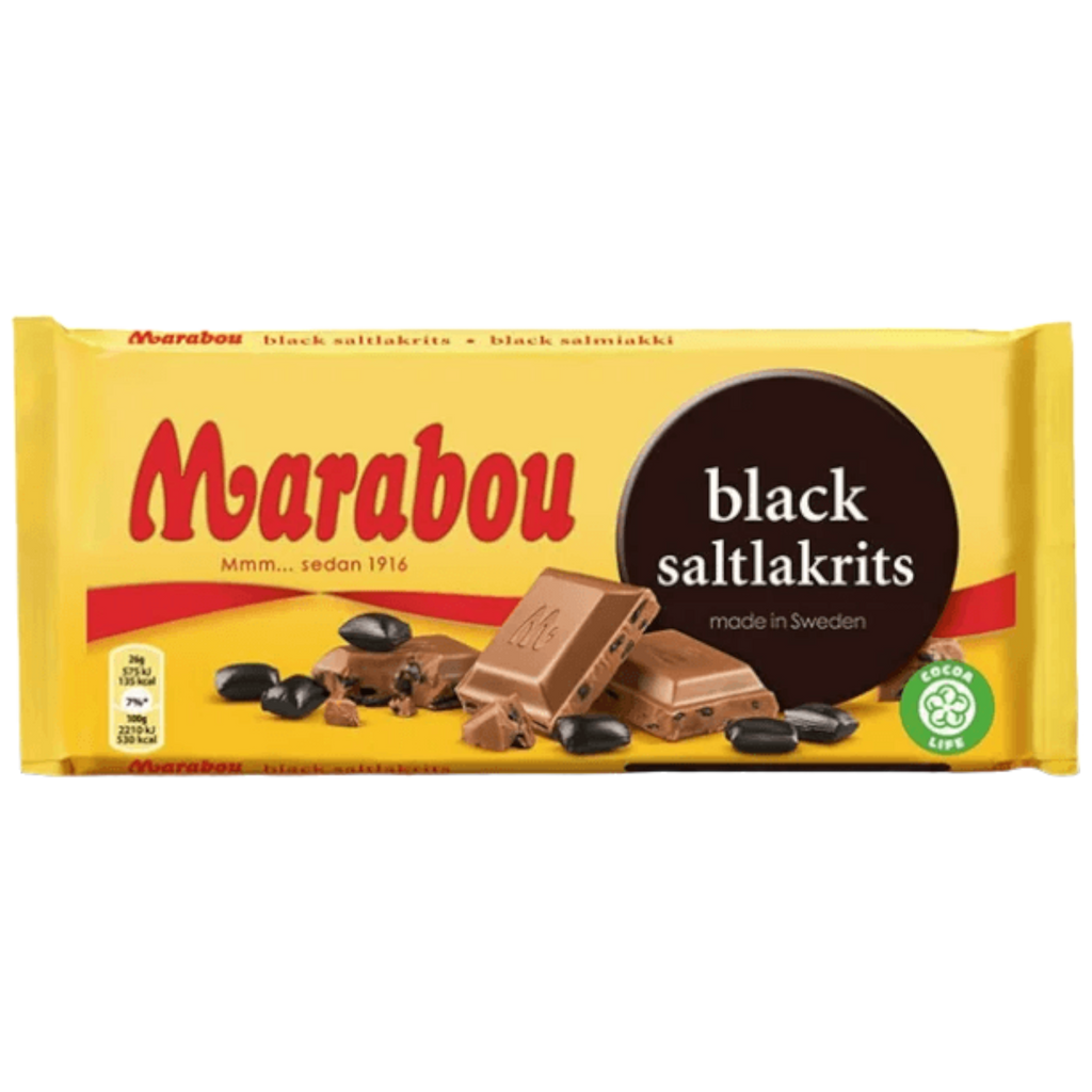 Marabou Black – Milk Chocolate with Salty Liquorice (Sweden) - 3.5oz (100g)