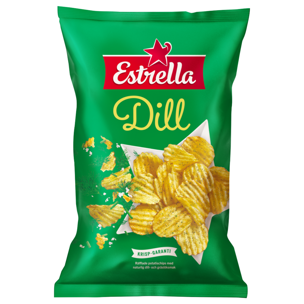 Estrella Dillchips Dill Flavoured Crisps Family Bag (Sweden) - 6.1oz (175g)