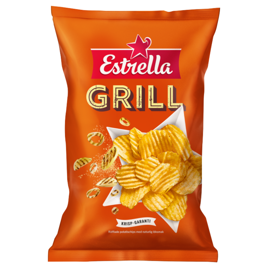 Estrella Grillchips Onion Flavoured Crisps Family Bag (Sweden) - 6.1oz (175g)