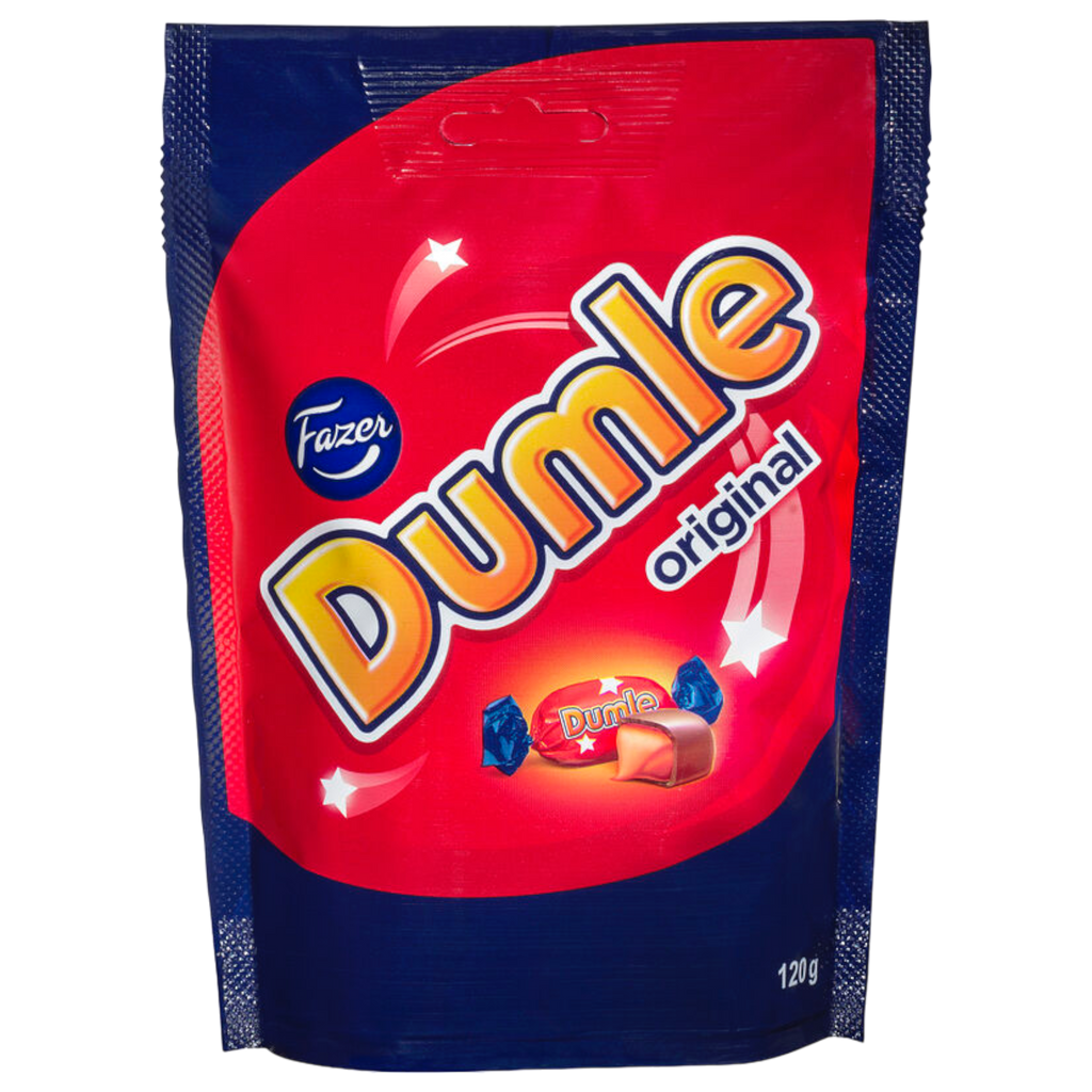 Fazer Dumle Original Soft Chocolate Covered Toffee Caramels Bag (Finland) - 4.2oz (120g)