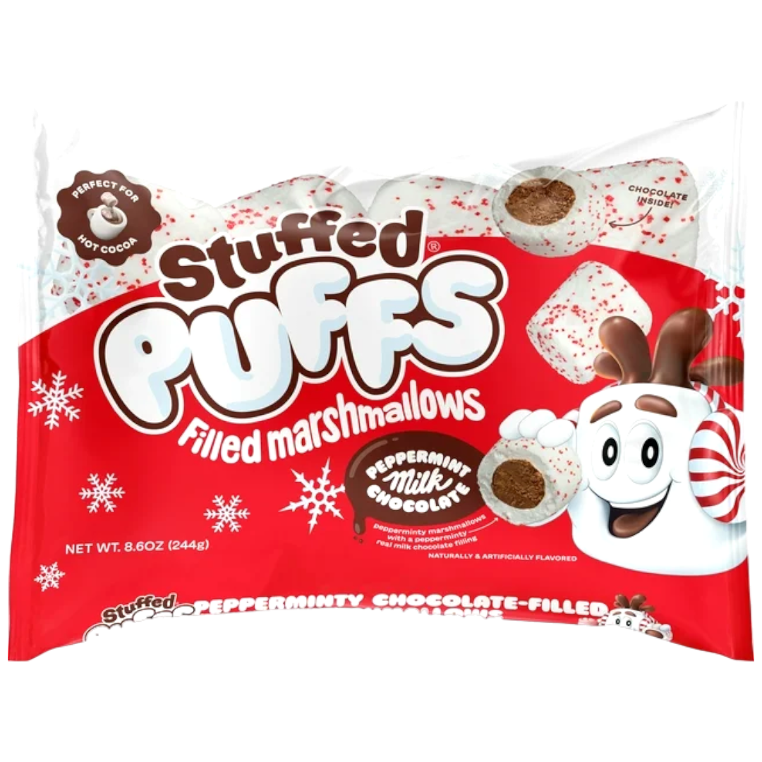 Stuffed Puffs Peppermint Milk Chocolate Filled Marshmallows 86oz 2 Poppin Candy 0880