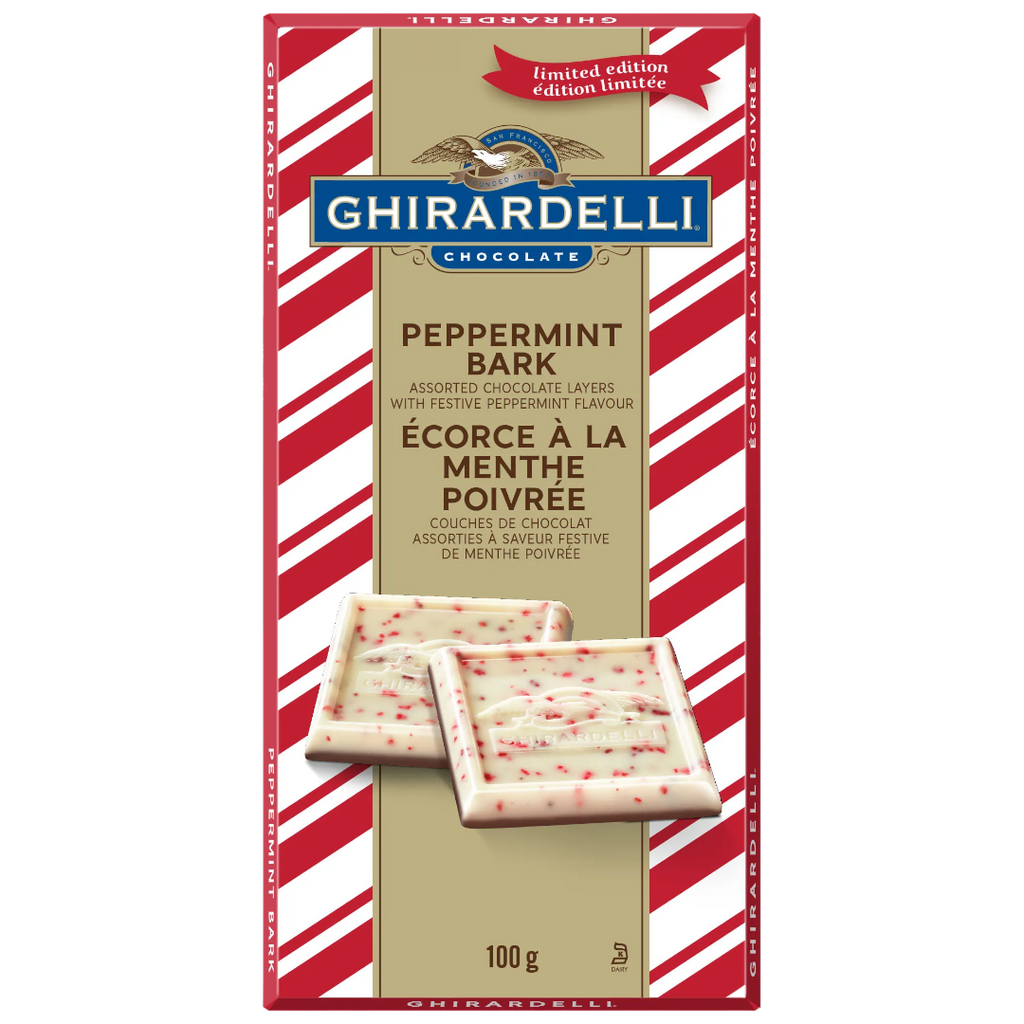 Ghiradelli Peppermint Bark White Chocolate Bar (Christmas Limited Edition) - 3.52oz (100g)