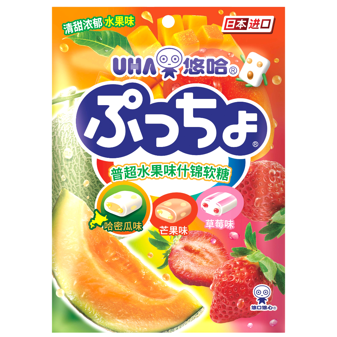 UHA Puccho Assorted Fruit Soft Candy - 3.17oz (90g)