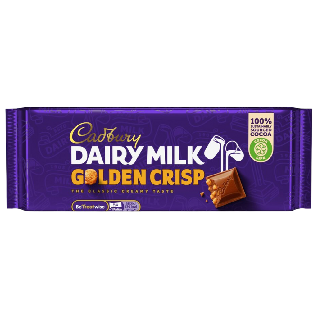 Cadbury Dairy Milk Golden Crisp Chocolate Bar (Ireland) - 1.9oz (54g)
