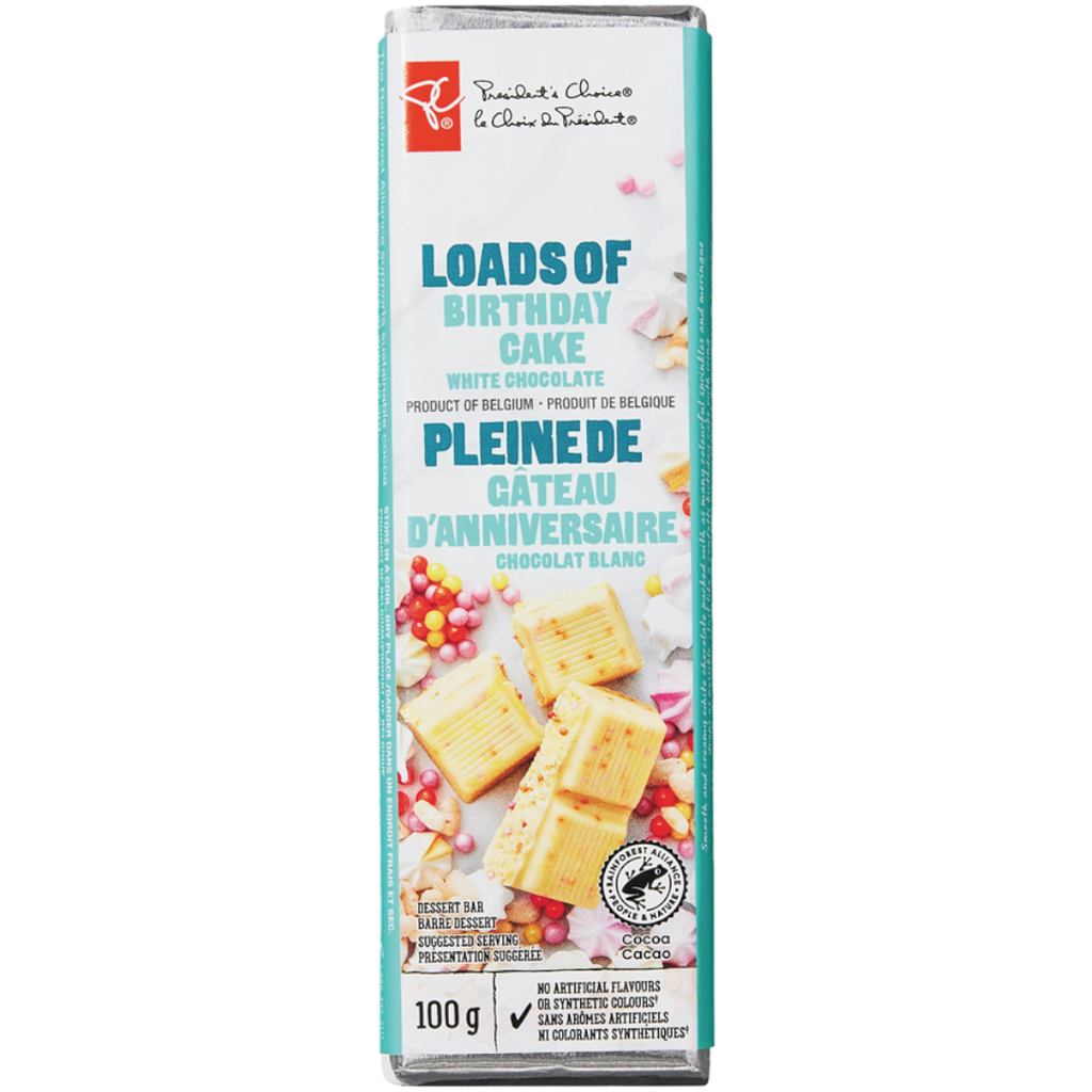 President's Choice Loads of Birthday Cake White Chocolate Block (Canada) - 3.53oz (100g)