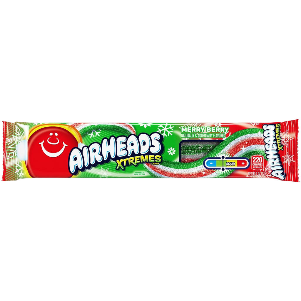 Airheads Xtremes Merry Berry Sour Belts (Christmas Limited Edition) - 2oz (57g)