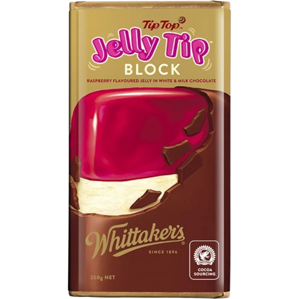 Whittaker's Jelly Tip Raspberry Jelly Chocolate Block (New Zealand) - 8.8oz (250g)