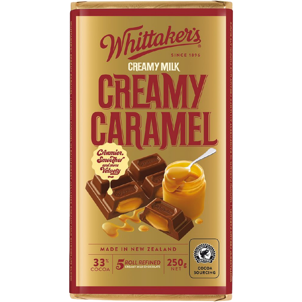 Whittaker's Creamy Caramel Chocolate Block (New Zealand) - 8.8oz (250g)