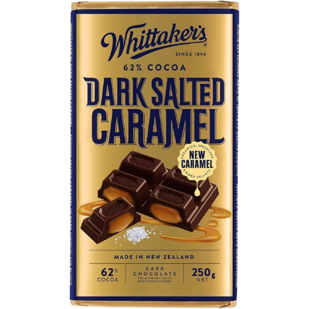 Whittaker's Dark Salted Caramel Chocolate Block (New Zealand) - 8.8oz (250g)