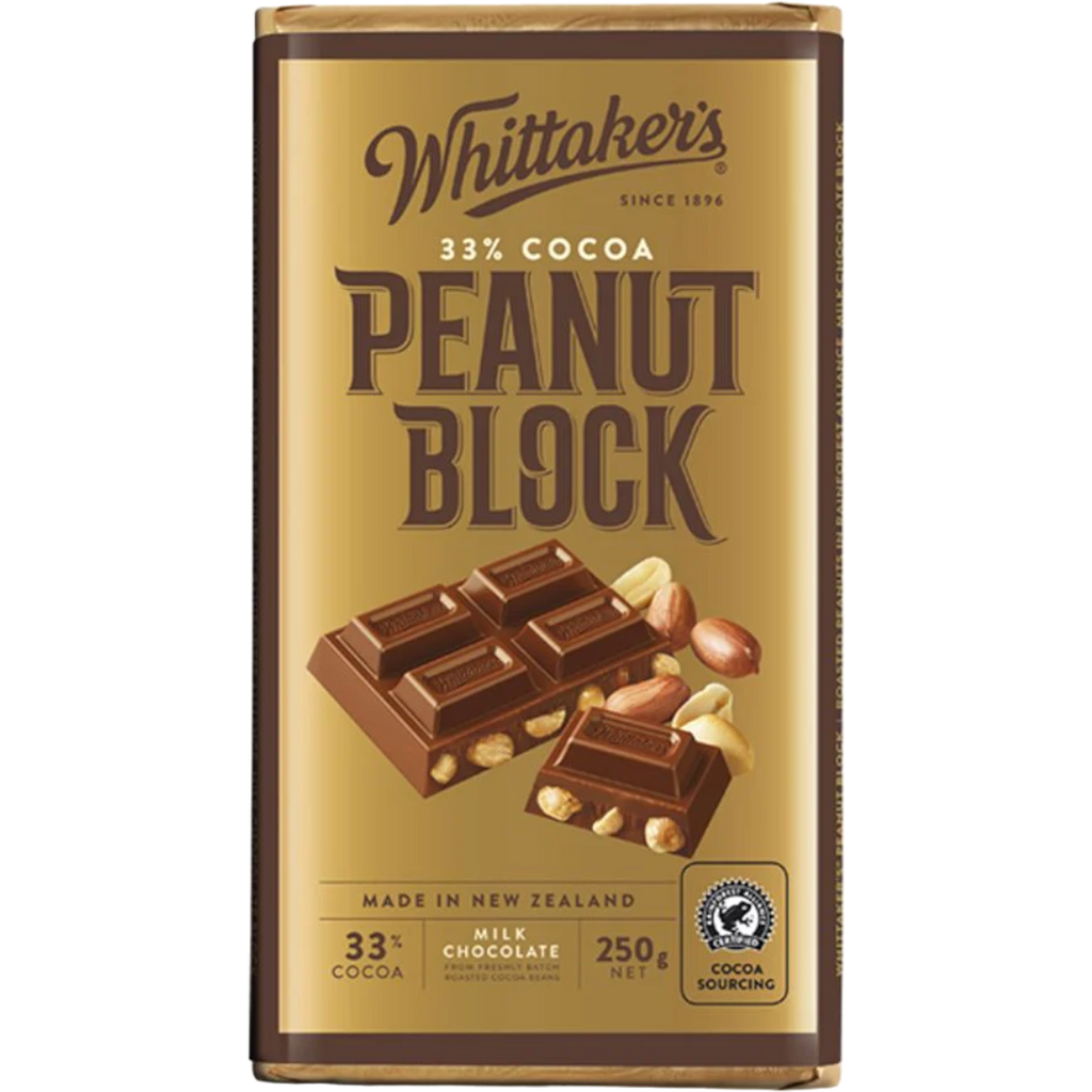 Whittaker's Peanut Chocolate Block (New Zealand) - 8.8oz (250g)