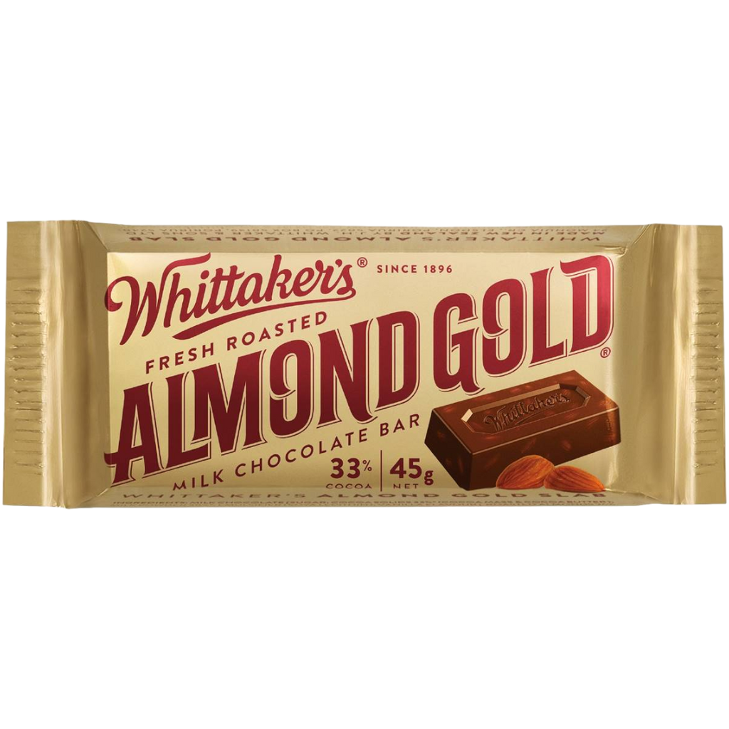 Whittaker's Almond Gold Slab Chocolate Bar (New Zealand) - 1.58oz (45g)