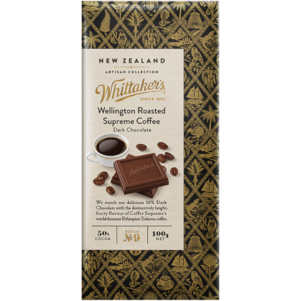 Whittaker's Wellington Roasted Supreme Coffee Chocolate Block (New Zealand) - 3.5oz (100g)