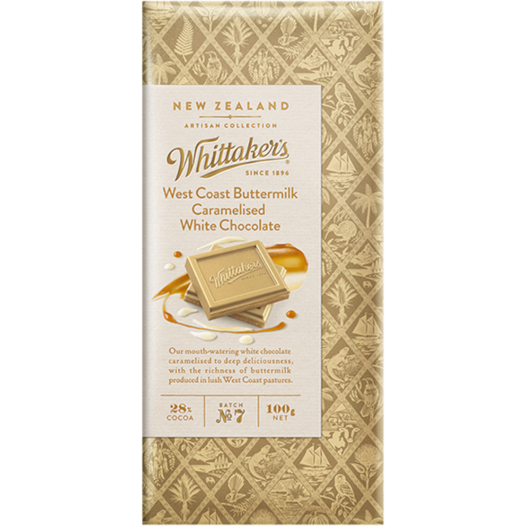 Whittaker's West Coast Buttermilk Caramelised White Chocolate Block (New Zealand) - 3.5oz (100g)