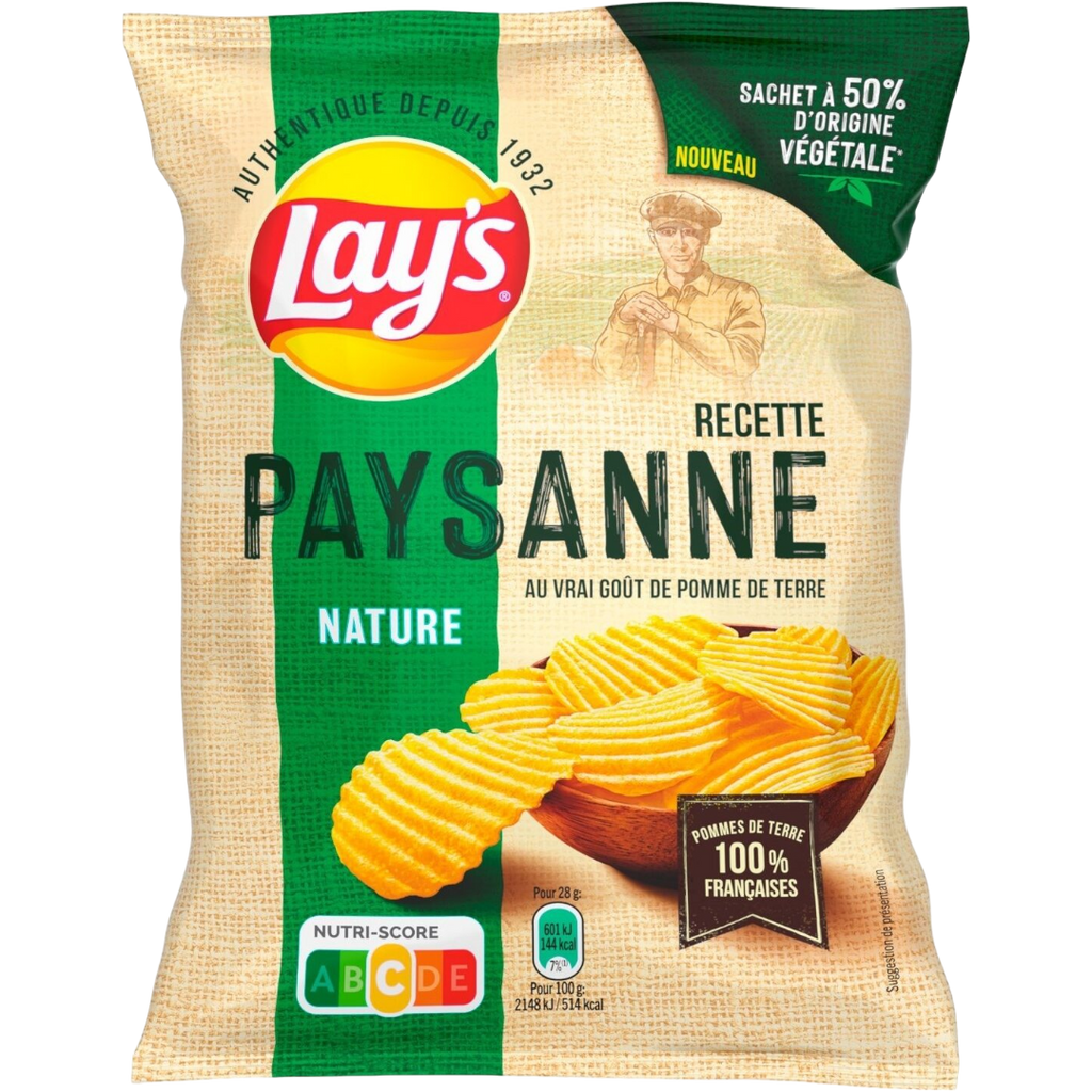 Lay's Recette Paysanne Nature Wavy Potato Crisps Share Bag (France) - 5.5oz (155g)