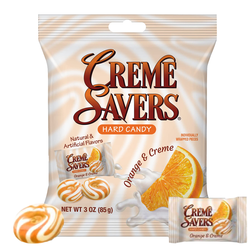 Creme Savers Orange & Creme Hard Candy Peg Bag - 3oz (85g)