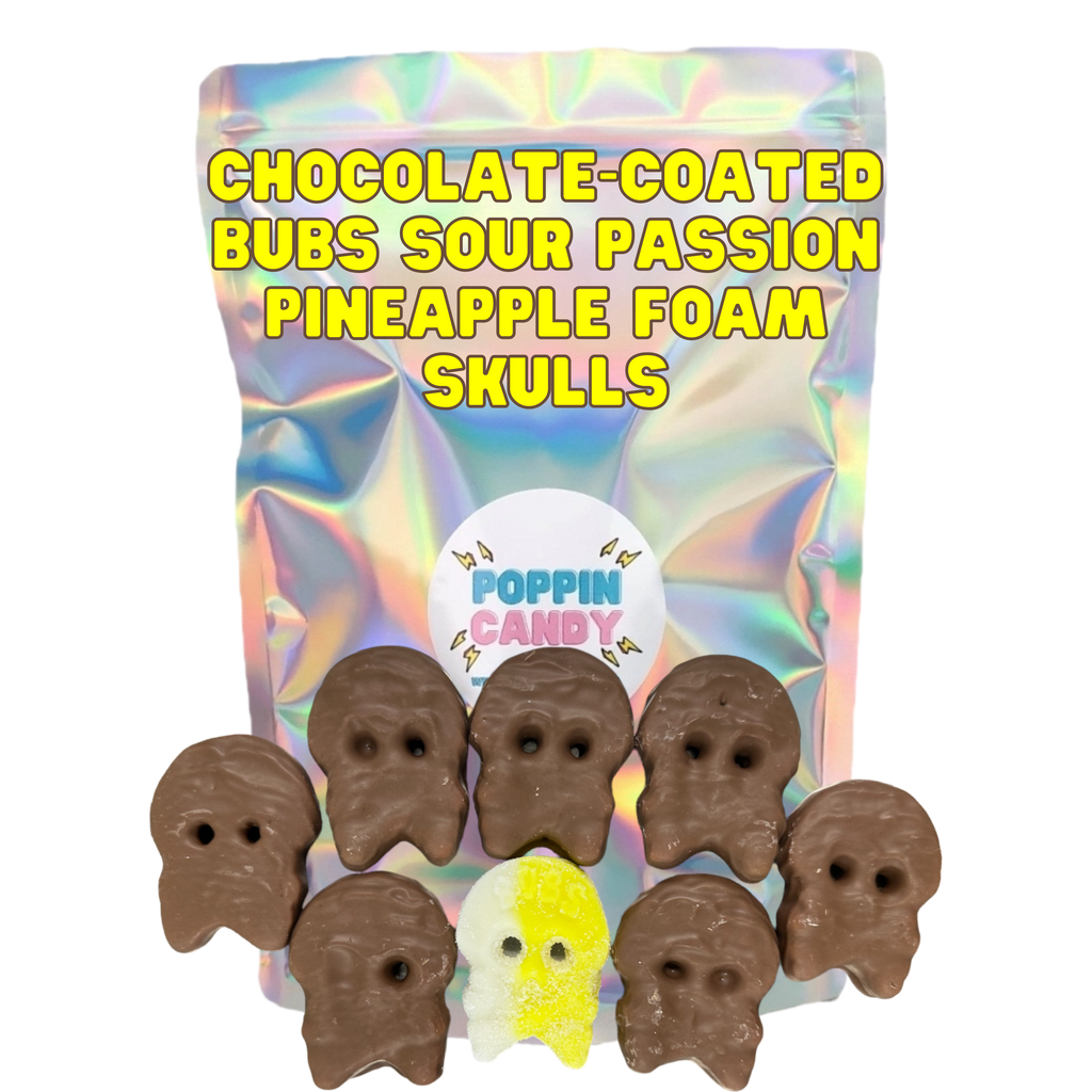 Chocolate-Coated BUBS Passion Pineapple Foam Skulls