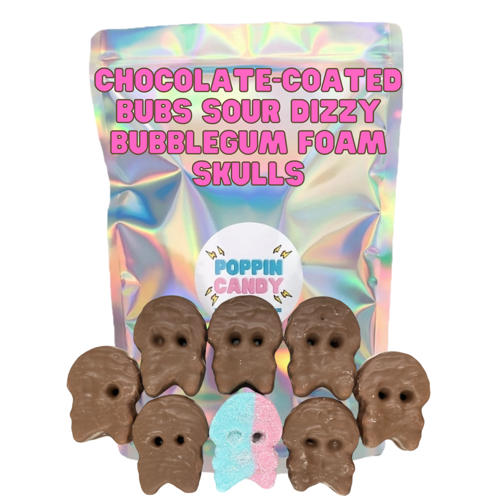 Chocolate-Coated BUBS Dizzy Bubblegum Foam Skulls