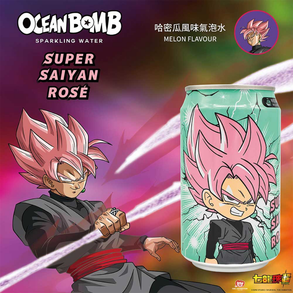 Ocean Bomb Dragon Ball Super Super Saiyan Rose Melon Flavour Sparkling Water (330ml)