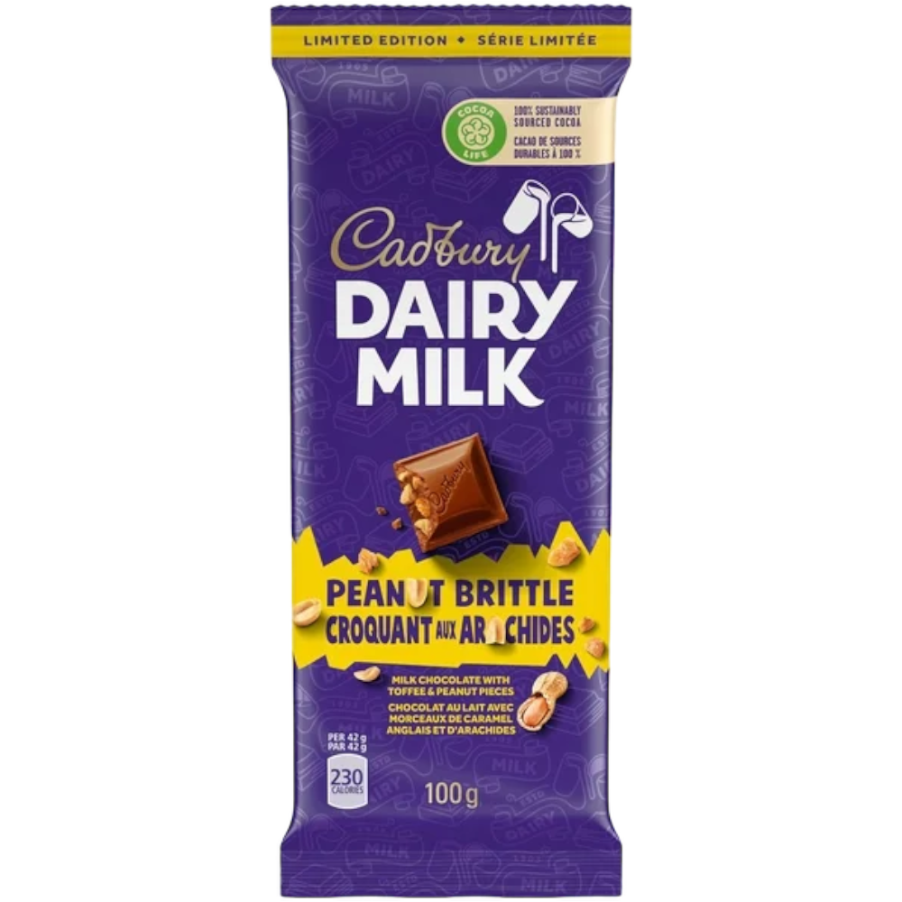 Cadbury Dairy Milk Peanut Brittle Chocolate Sharing Bar (Canada) - 3.53oz (100g) BB 25/June/24