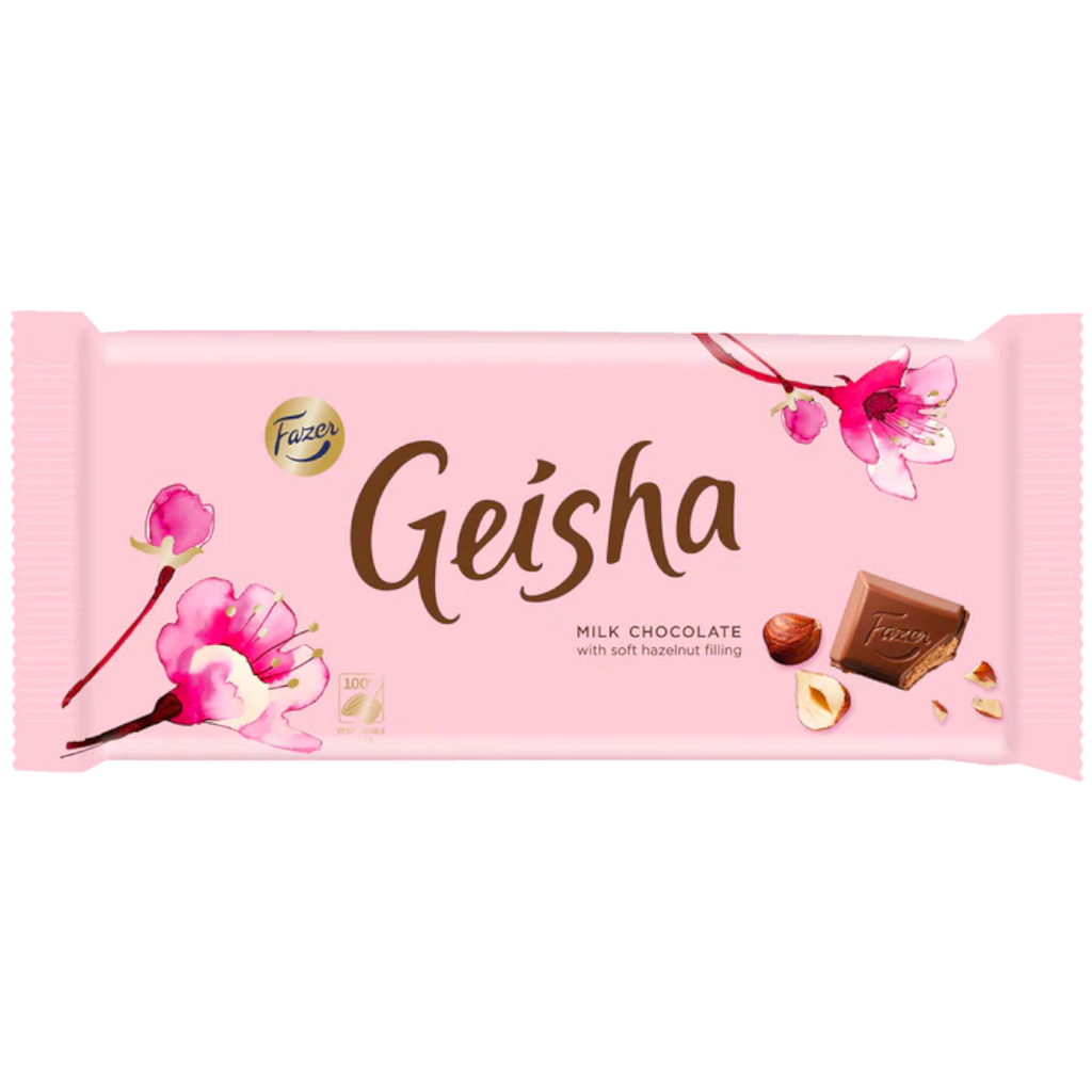 Fazer Geisha Milk Chocolate Hazelnut Bar (Finland) - 4.26oz (121g)