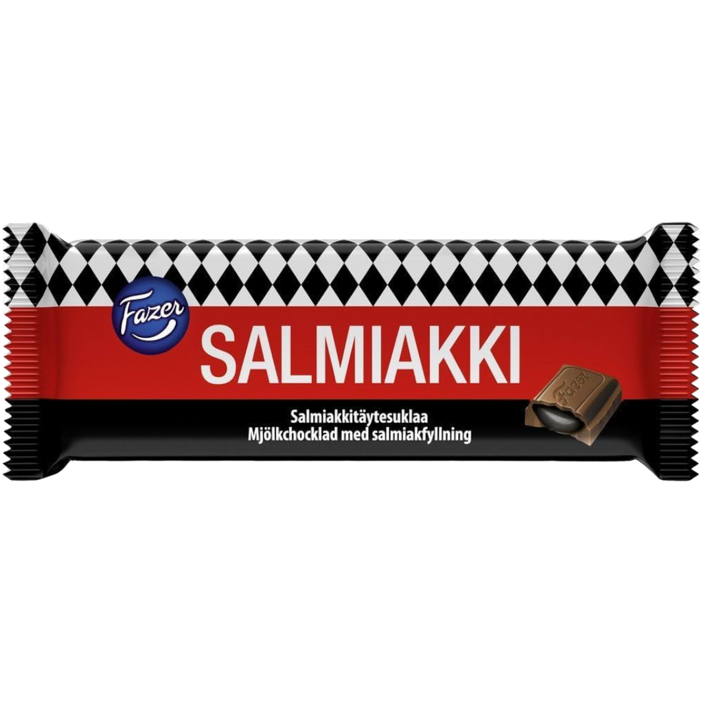 Fazer Salmiakki Salty Liquorice Filled Milk Chocolate Block (Finland) - 3.5oz (100g)