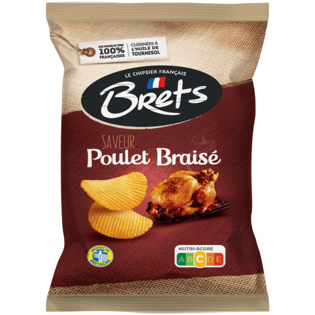 Bret's Braised Chicken Flavour Wavy Potato Crisps Share Bag (France) - 4.4oz (125g)