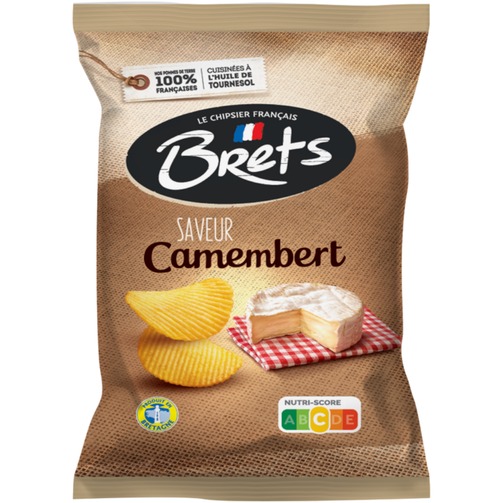 Bret's Camembert Flavour Wavy Potato Crisps Share Bag (France) - 4.4oz (125g) BB 08/05/24