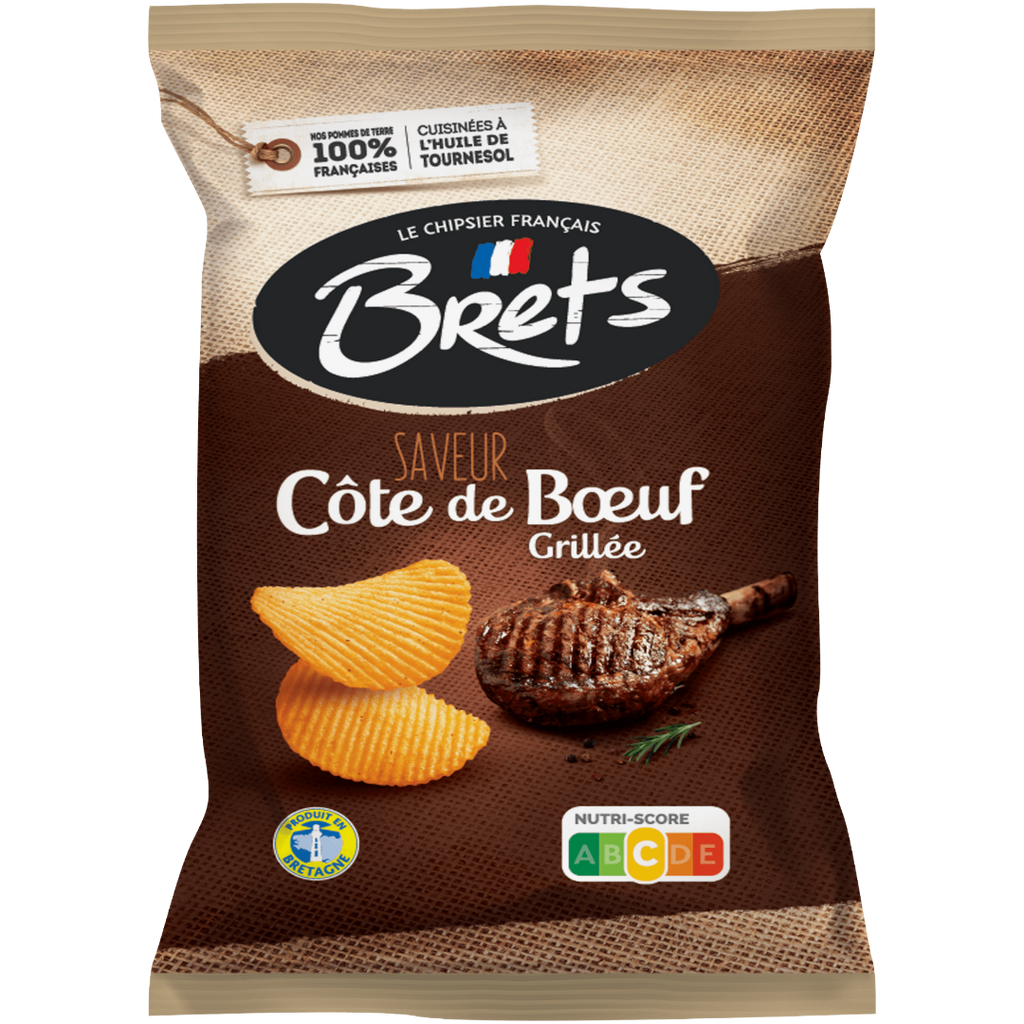 Bret's Grilled Prime Beef Rib Flavour Wavy Potato Crisps Share Bag (France) - 4.4oz (125g)