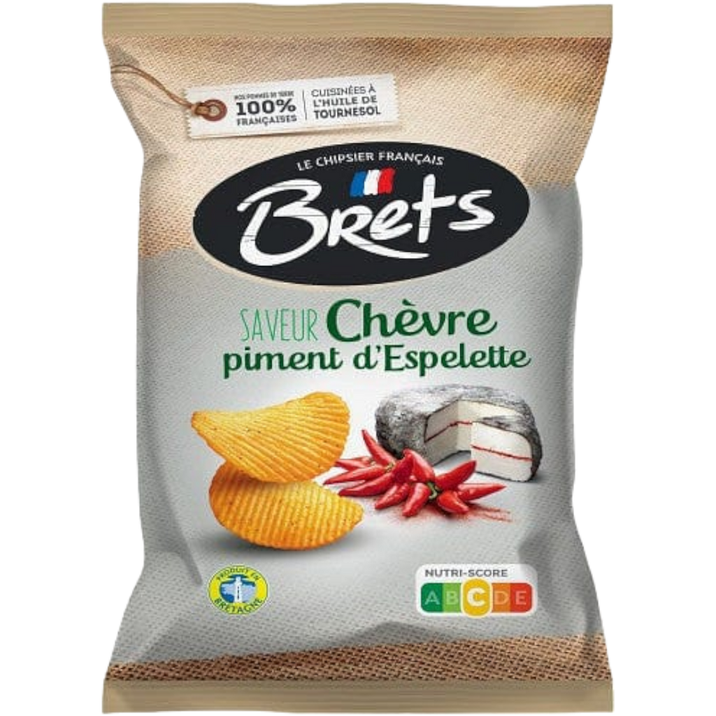 Bret's Goat's Cheese & Espelette Pepper Flavour Wavy Potato Crisps Share Bag (France) - 4.4oz (125g)